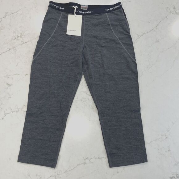 Icebreaker Womens L Wool Blend 260 Zone Crop Leggings Thermal Bottom Base Layer - Picture 1 of 16